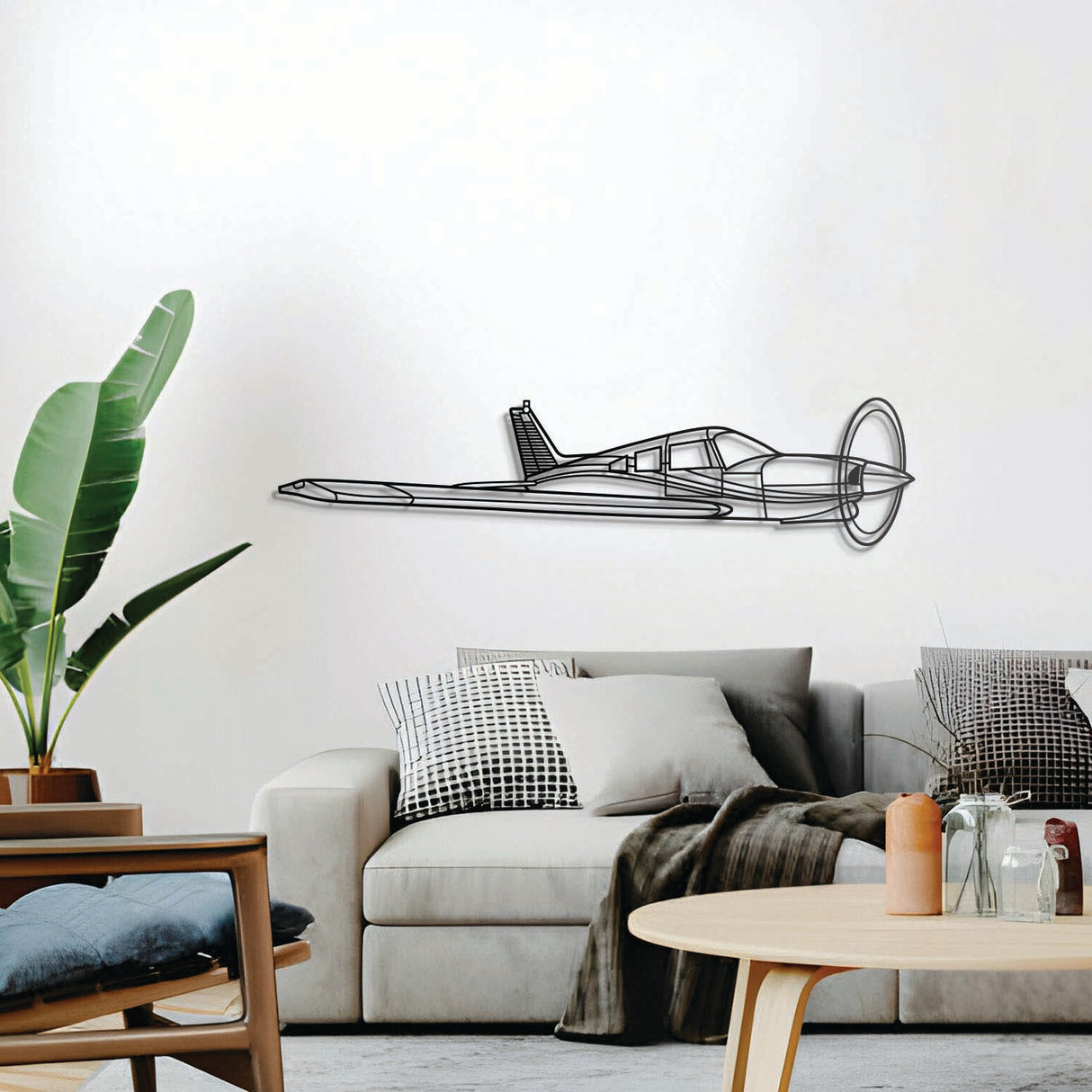 Turbo Arrow 3 metal wall décor, textured matte steel elevated 1 cm for sleek floating aviation design