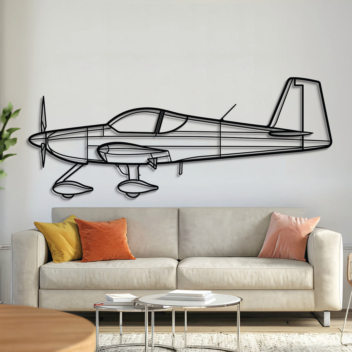 Van’s RV-14A metal aircraft wall art, laser-cut 2 mm textured steel with matte powder-coated finish