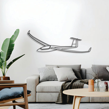 Ventus-2cxT metal aircraft wall décor, textured matte steel lifted 1 cm for sleek floating aviation design
