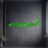 Metal neon A350 aircraft wall art, matte finish 2 mm steel, ready to hang, aviation centerpiece