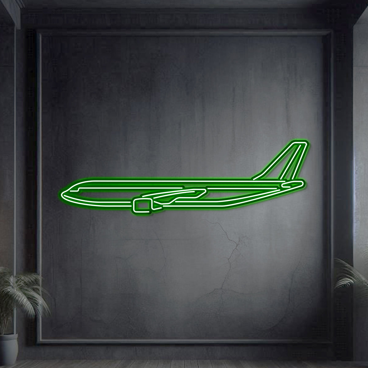 Metal neon A300-600F wall art, matte finish 2 mm steel, ready to hang, aviation centerpiece