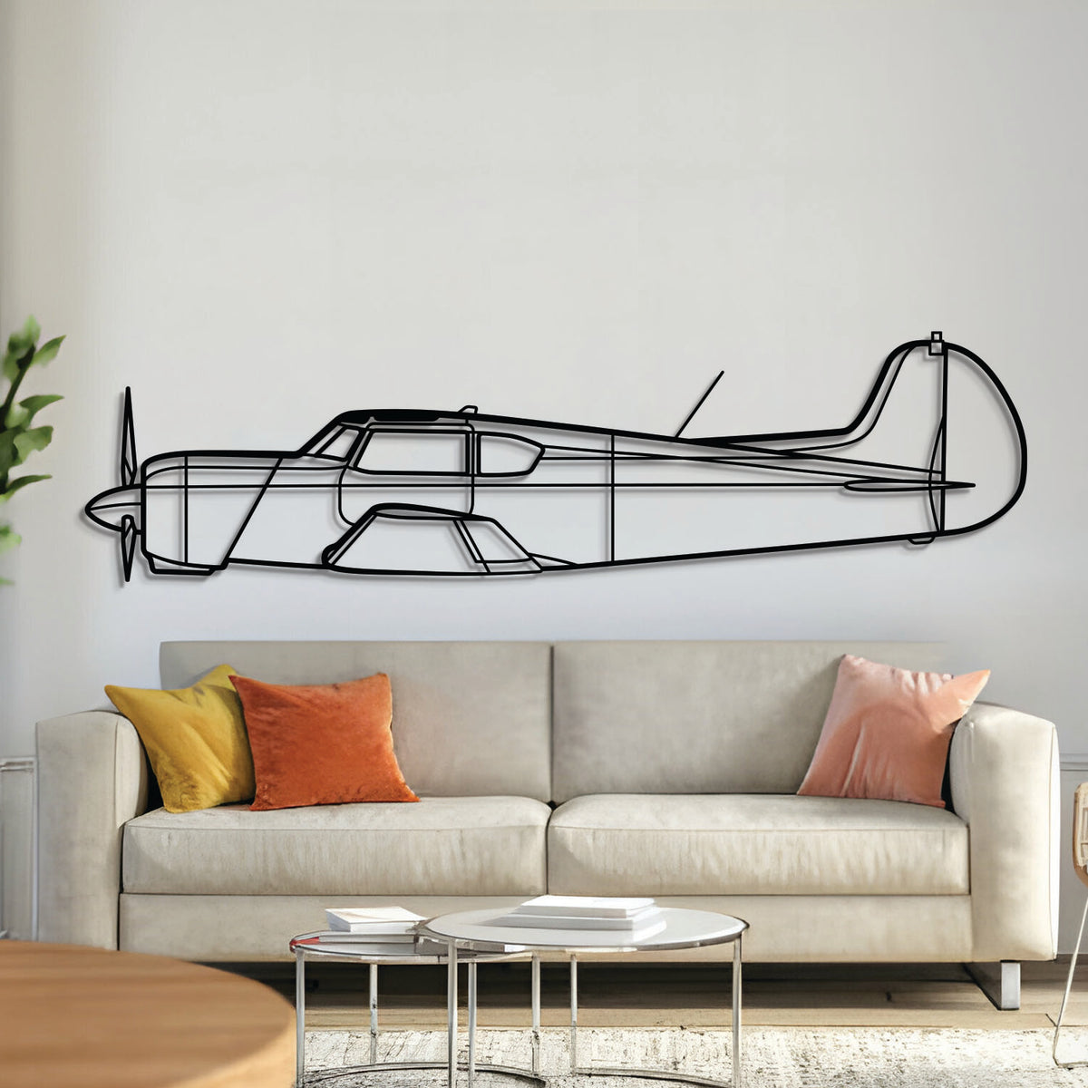 Yakovlev Yak‑18T aerobatic trainer aircraft silhouette metal wall art – laser‑cut 2 mm steel, textured matte powder‑coat, ready to hang