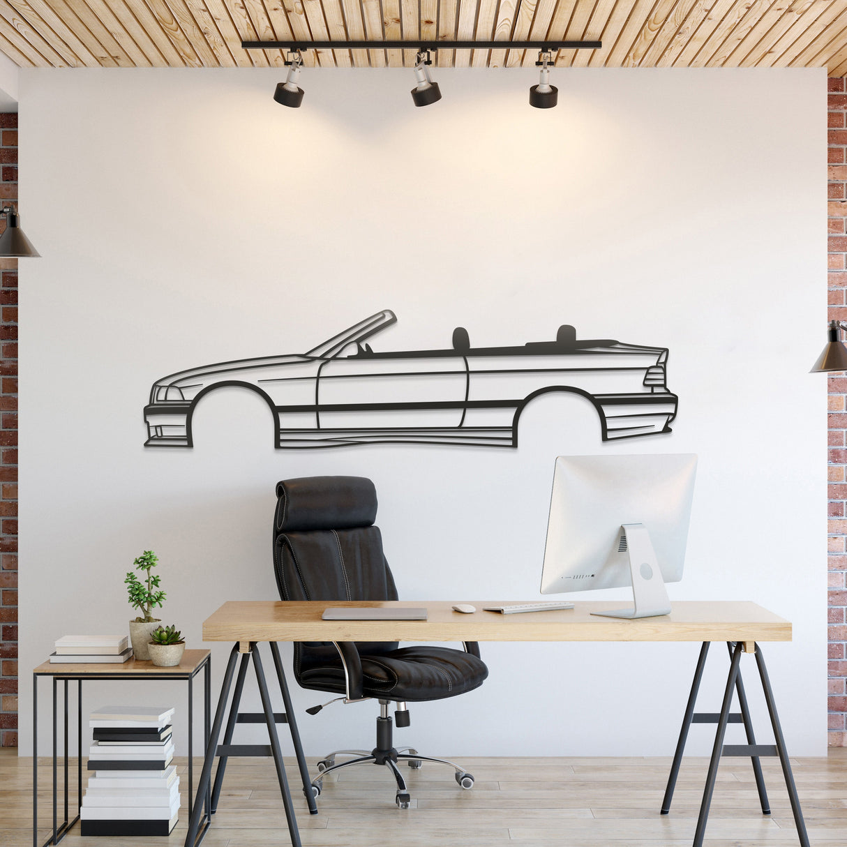 E36 CABRIO OPEN TOP Metal Car Wall Art - NC0941