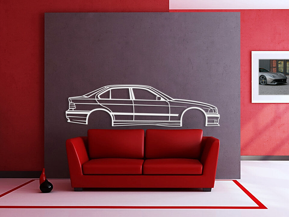 E36 M3 SEDAN NO SPOILER Metal Car Wall Art - NC0948